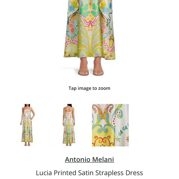 NWT Antonio Melani Lucia Satin Strapless Dress Size 2 - Picture 4 of 5